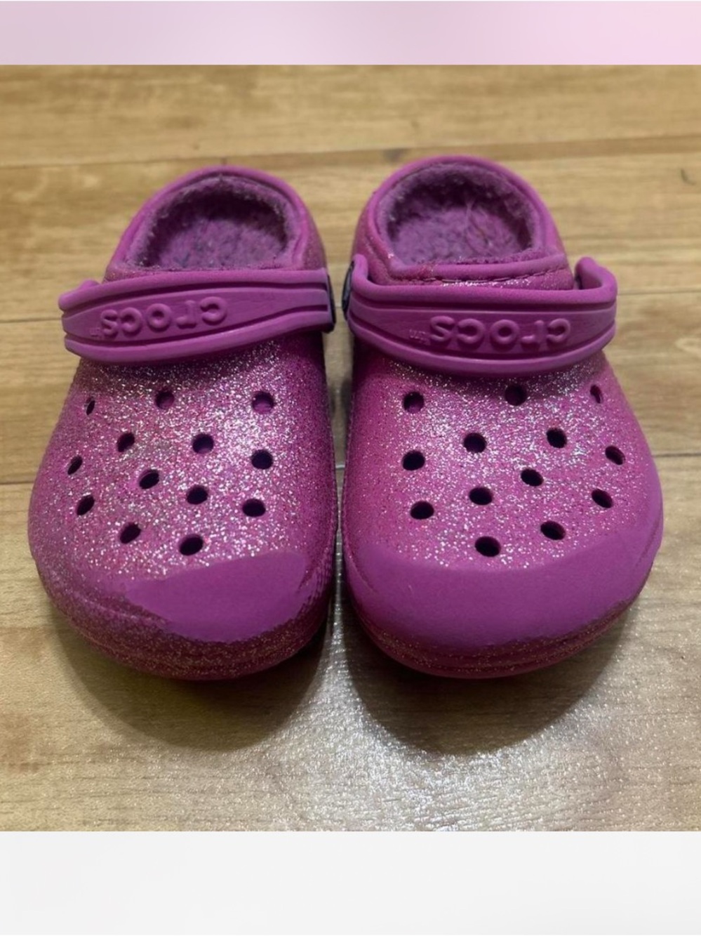 CROCS Kids Sparkle Lined Clog in Fuchsia Pink